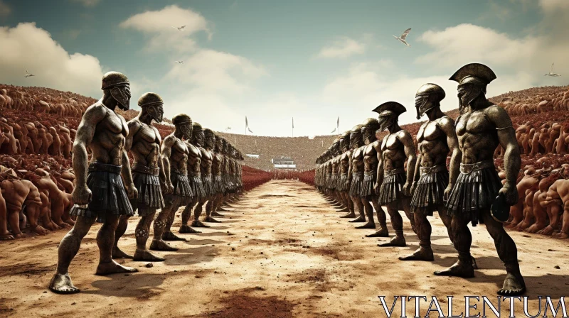 Ancient Greek Warriors in Battle Formation AI Image