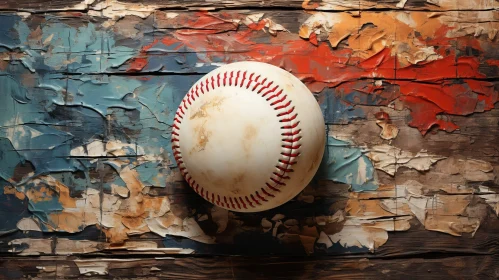 Baseball on Wooden Background - Colorful Sports Photography
