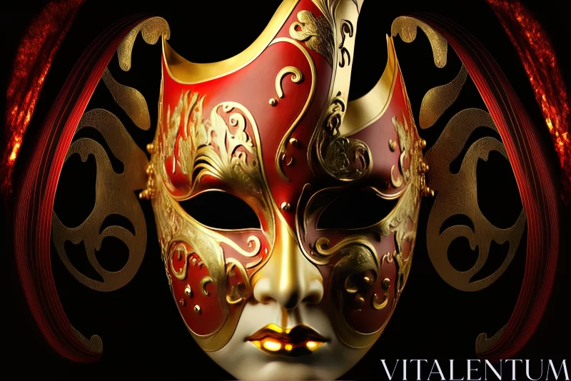 Captivating Gold and Red Mask on a Stunning Background AI Image
