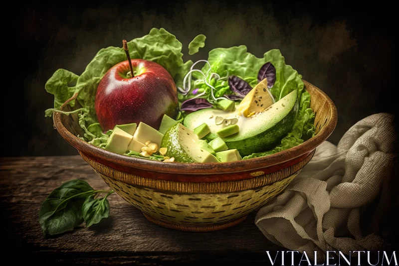 Artistic Composition of Apple and Avocado Salad | Rusticcore Style AI Image