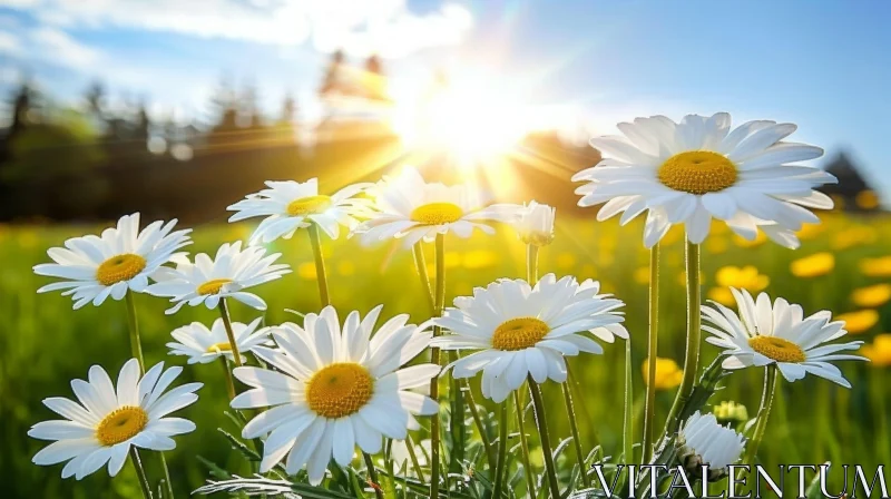 Beautiful Field of Daisies in Full Bloom AI Image