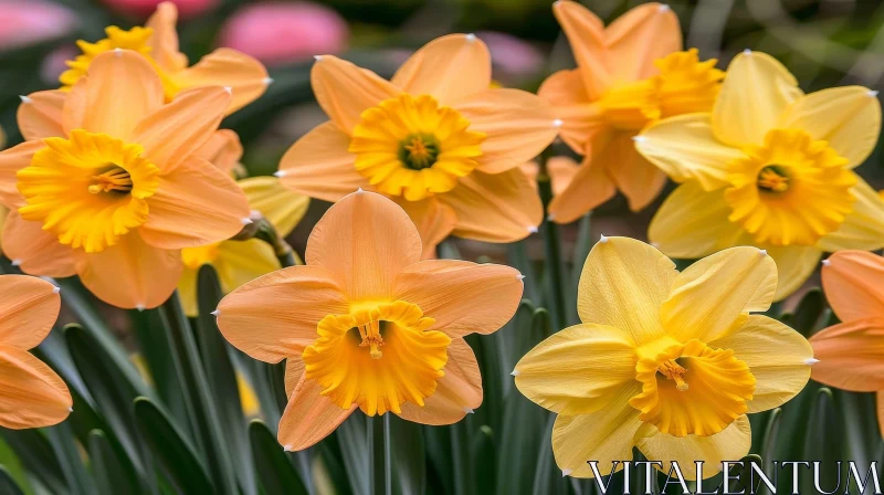 Elegant Daffodils: A Close-Up Floral Beauty AI Image
