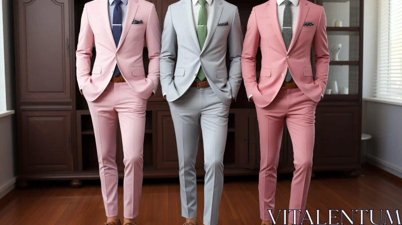 AI ART Elegant Men in Light-Colored Suits