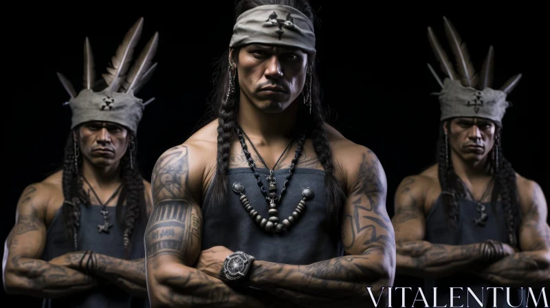 Native American Men in Traditional Dress AI Image