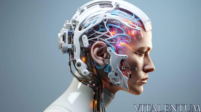 AI ART Translucent Human Skull with Glowing Brain