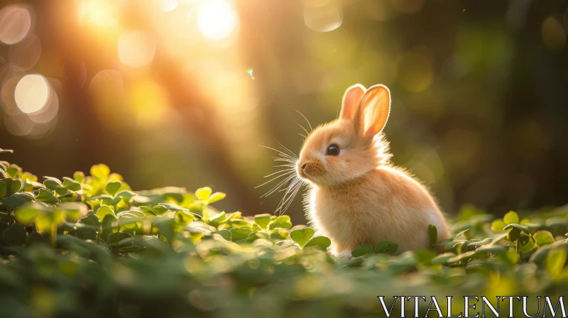 Brown Rabbit in Green Field: A Captivating Nature Scene AI Image