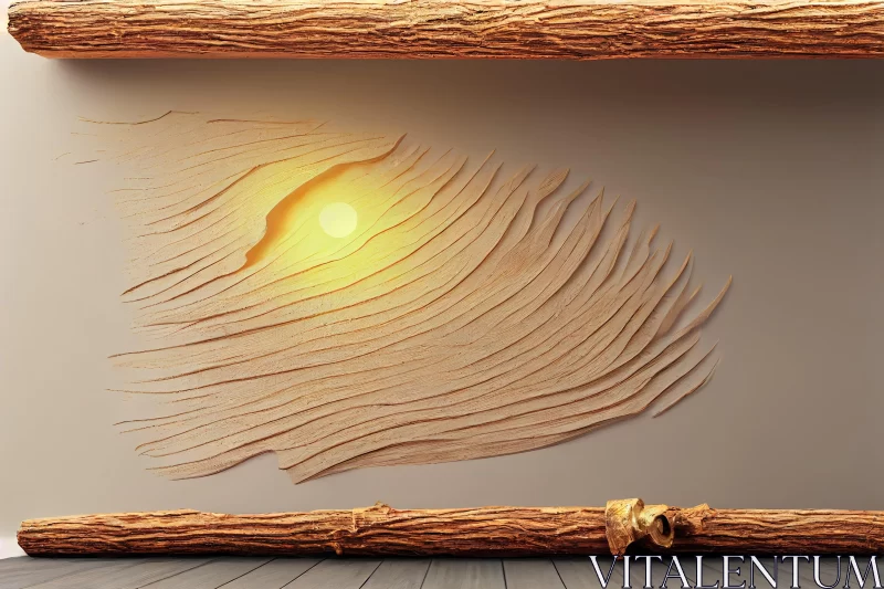 Delicate Reflection: 3D Rendered Wooden Log with Art Nouveau Flowing Lines AI Image