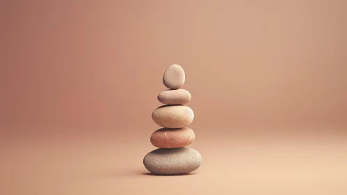 Stack of Smooth Stones in Beige and Brown