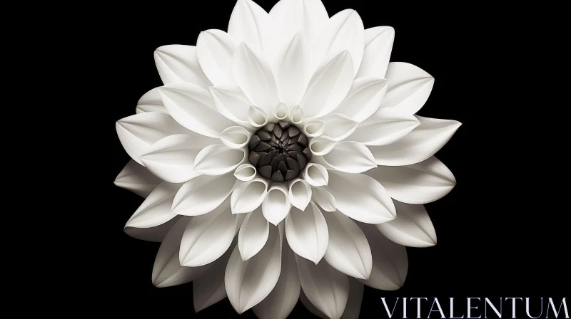 White Dahlia Flower Close-Up: Intriguing Beauty AI Image