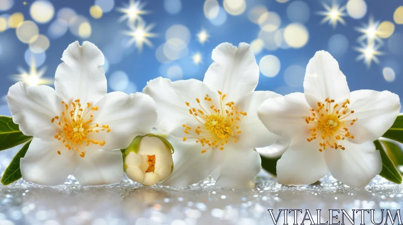 White Jasmine Flowers Close-Up AI Image