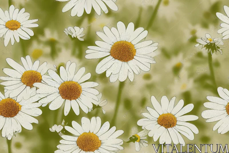 Daisies on Green Background | Texture Experimentation | UHD Image AI Image