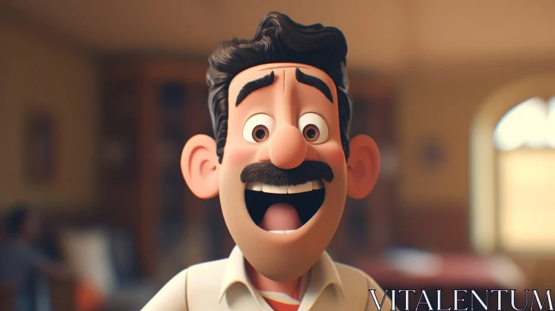 Excited Cartoon Character | 3D Rendering AI Image