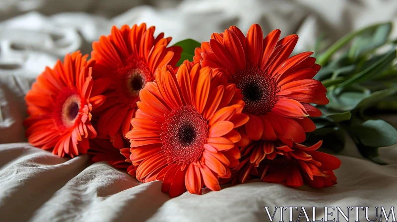 Red Gerbera Daisies Bouquet Close-Up AI Image