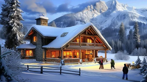 Snowy Mountain Cabin Serenity