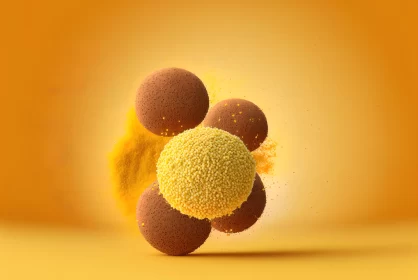 Yellow Balls on Yellow Background with Dust: Zbrush Style