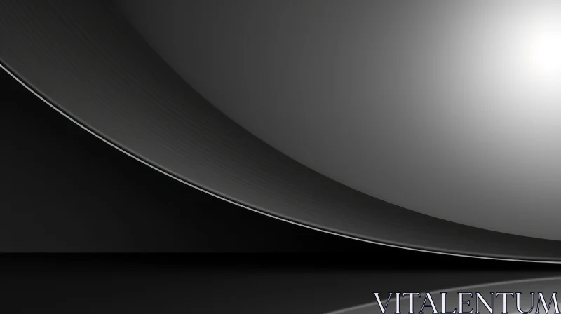 Curved Surface 3D Rendering | Abstract Black and White Design AI Image