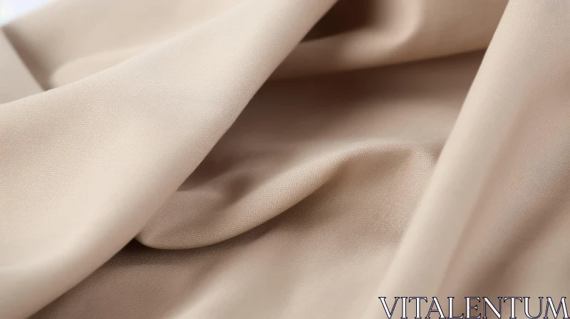 Beige Fabric Close-Up: Smooth Texture and Soft Waves AI Image