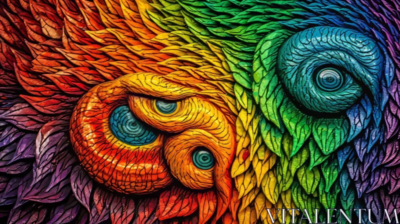 AI ART Colorful Owl Sculpture - Whimsical Nature Art