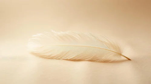 Delicate Feather on Beige Silk - Tranquil Textures