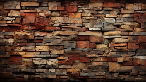 Aged Brick Wall Texture - Weathered Red, Brown, Gray Bricks