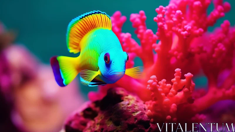 Colorful Fish Swimming in Pink Coral AI Image