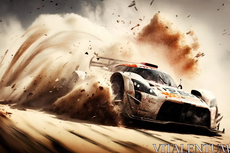 Race Car in Dusty Environment: Hyper-Realistic Oil Art AI Image