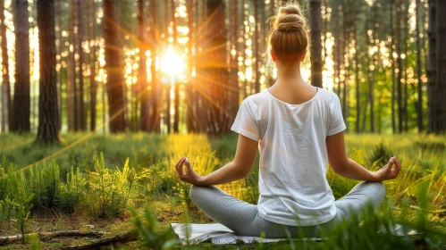Serene Yoga Pose in Pine Forest