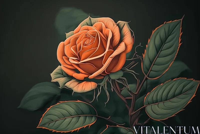 AI ART Captivating Orange Rose Painting on Dark Background | Detailed Character Design