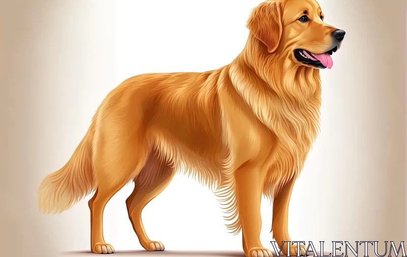 AI ART Golden Retriever Illustration in Colored Cartoon Style | Detailed Shading