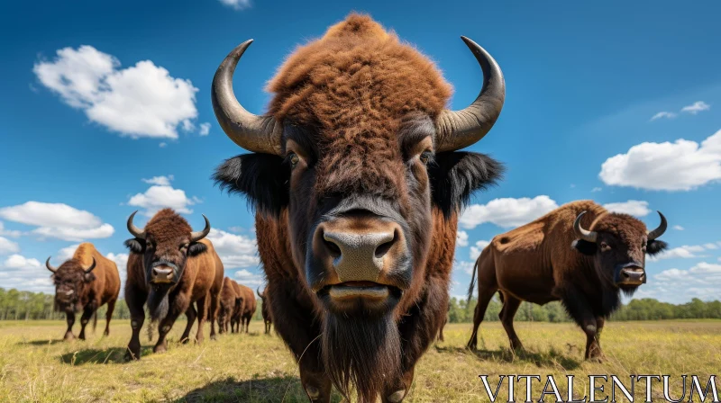 AI ART Majestic Bison in Field - Wildlife Photography