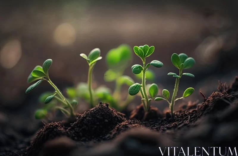 Captivating Seedlings: A Soft Focus Journey into Nature's Delicate Beauty AI Image