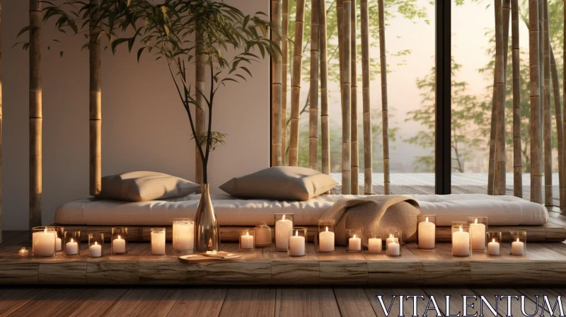 Tranquil Room with Bamboo Forest View AI Image