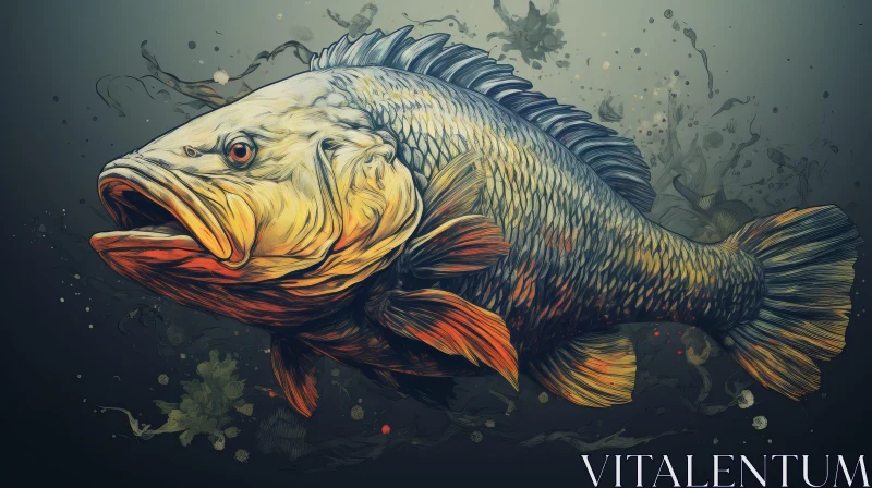 Realistic Largemouth Bass Digital Painting AI Image