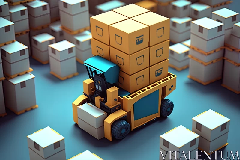 AI ART Transport: A Playful Voxel Art Truck Carrying Boxes in a 3D Game