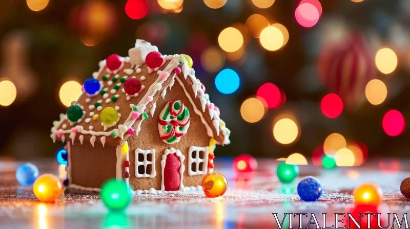 Enchanting Gingerbread House Decorated with Icing and Ornaments AI Image
