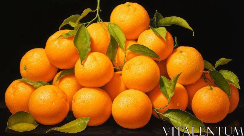 Juicy Oranges Pyramid: Fresh Citrus Fruits Arrangement AI Image