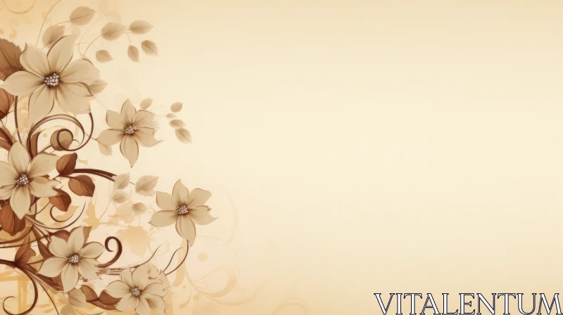AI ART Soft Beige and Brown Floral Textured Background