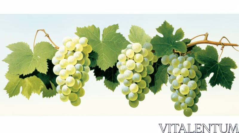 White Grapes on Vine: Nature's Beauty Captured AI Image