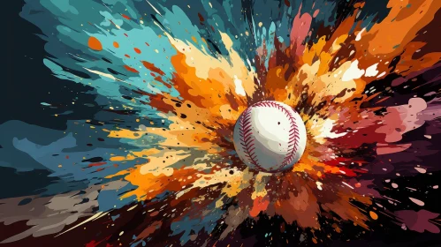 Colorful Abstract Baseball Painting