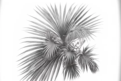 Intricate Monochrome Palm Tree Artwork | Detailed Foliage | Realistic Rendering