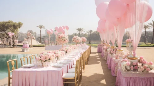 Tropical Party Table Setting in Pink Decor