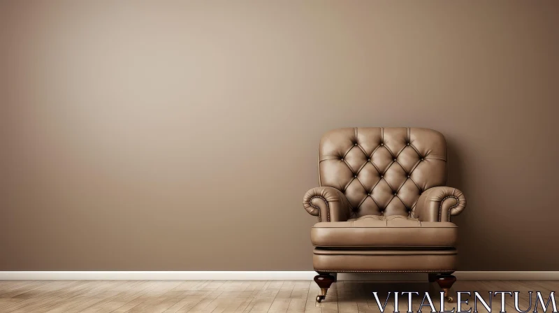 Vintage Brown Leather Armchair in Textured Room AI Image