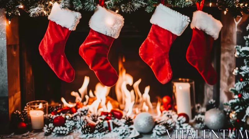 AI ART Cozy Christmas Fireplace Decoration