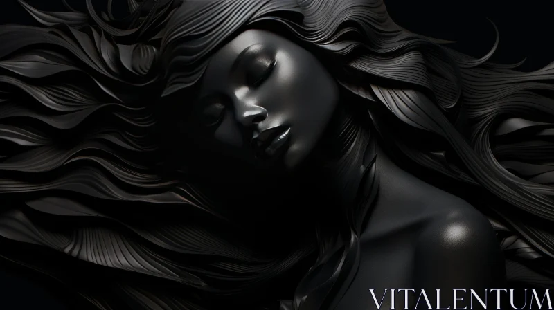 Dark-Skinned Woman 3D Portrait AI Image