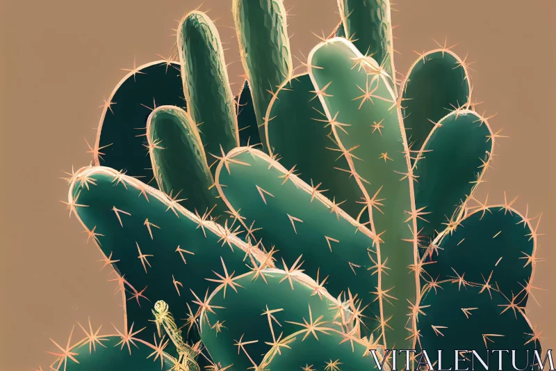 Digital Painting of Desert Palm with Cactus | Hyper-Realistic Art AI Image