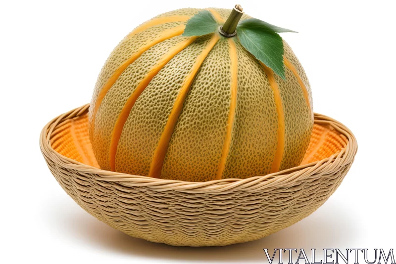 Lifelike Melon in Woven Basket | Innovative and Precise Art AI Image