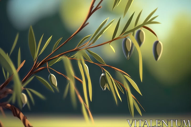 Beautiful Australian Landscape: Tree with Olives | Soft-Focused Realism AI Image