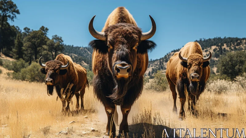 AI ART American Bison in Nature Landscape