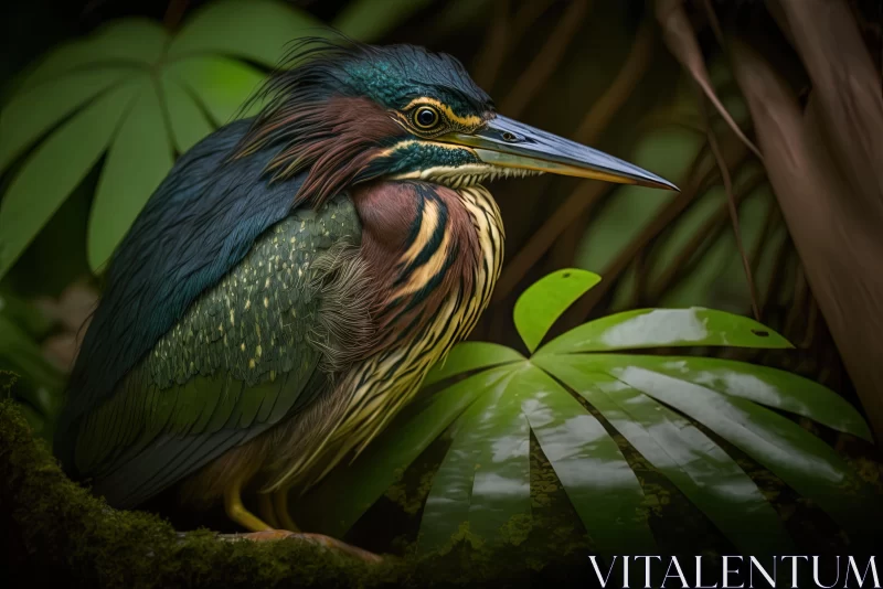 Captivating Bird Perched on a Leaf | Nature Art AI Image