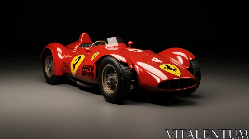 Captivating Red Racing Car Artwork with Golden Age Aesthetics AI Image